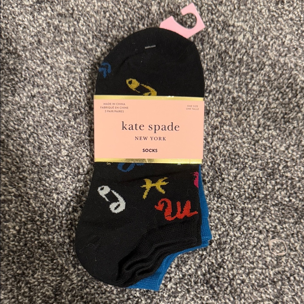 Kate Spade Black and Blue Patterned Socks